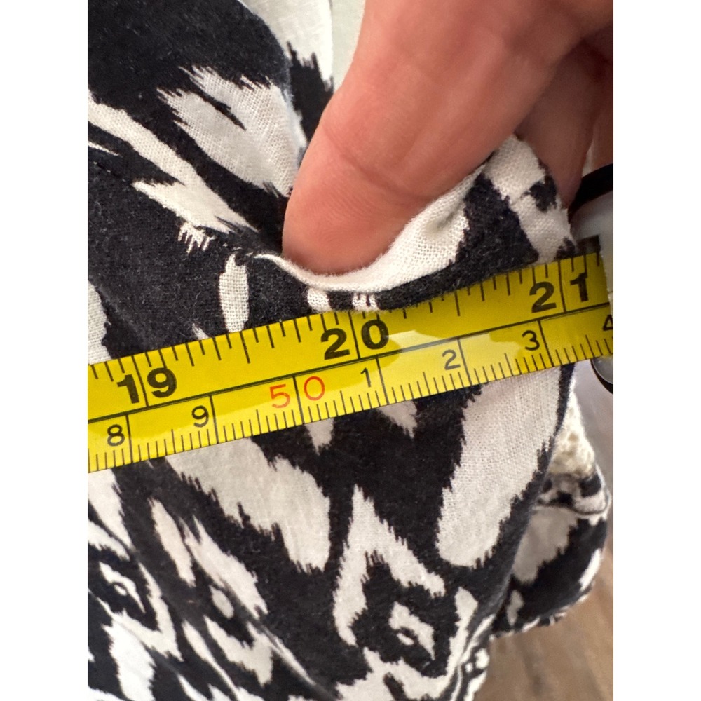 Christian Siriano Boho Ikat & Crochet Lace Insert Top Linen Black Ivory size XL - Picture 5 of 10